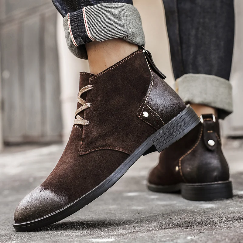 New Cow Suede Ankle Boots Hand - đánh giá và giá Leatherwork Boots