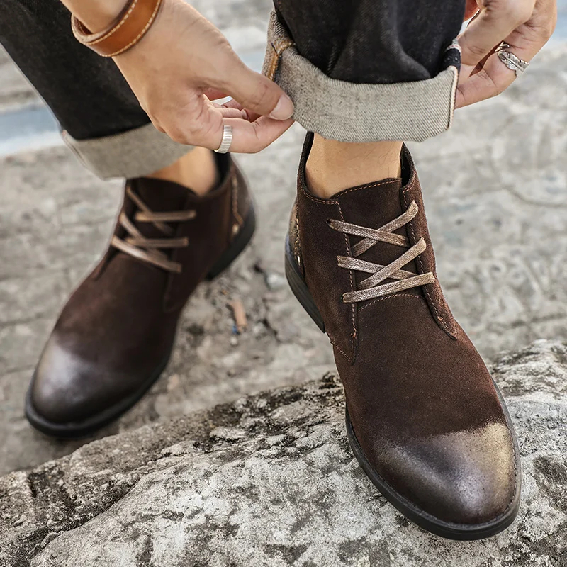 New Cow Suede Ankle Boots Hand - đánh giá và giá Leatherwork Boots