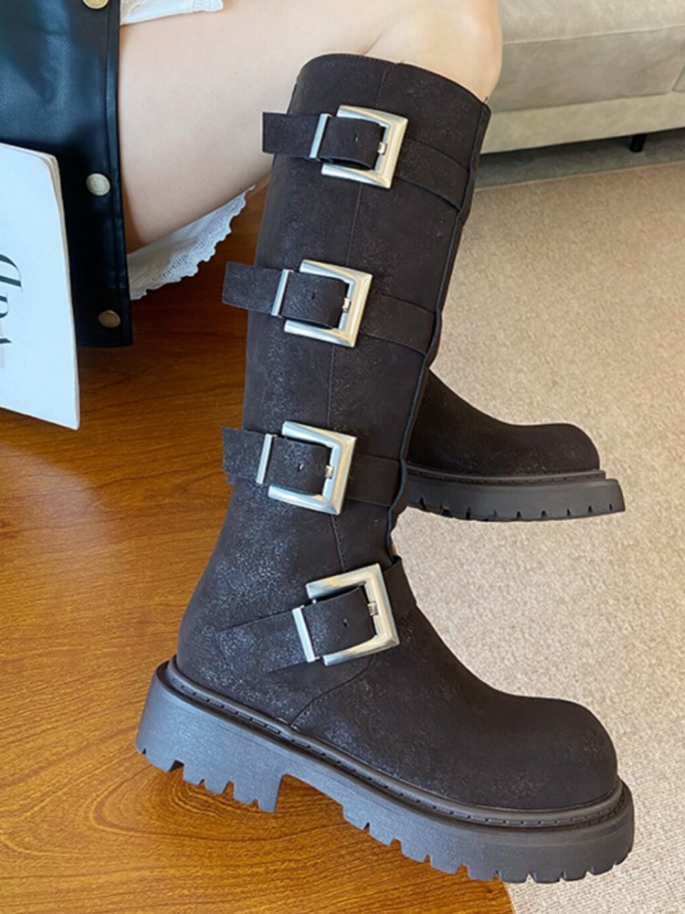 Fashion Women Multi Buckle Kne - đánh giá và giá Leatherwork Boots